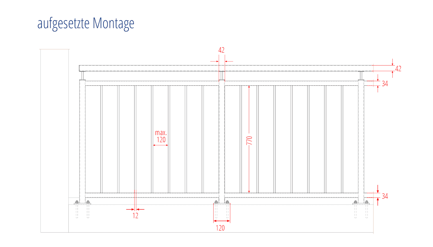 Balkongeländer verzinkt 6-Eck Ornament