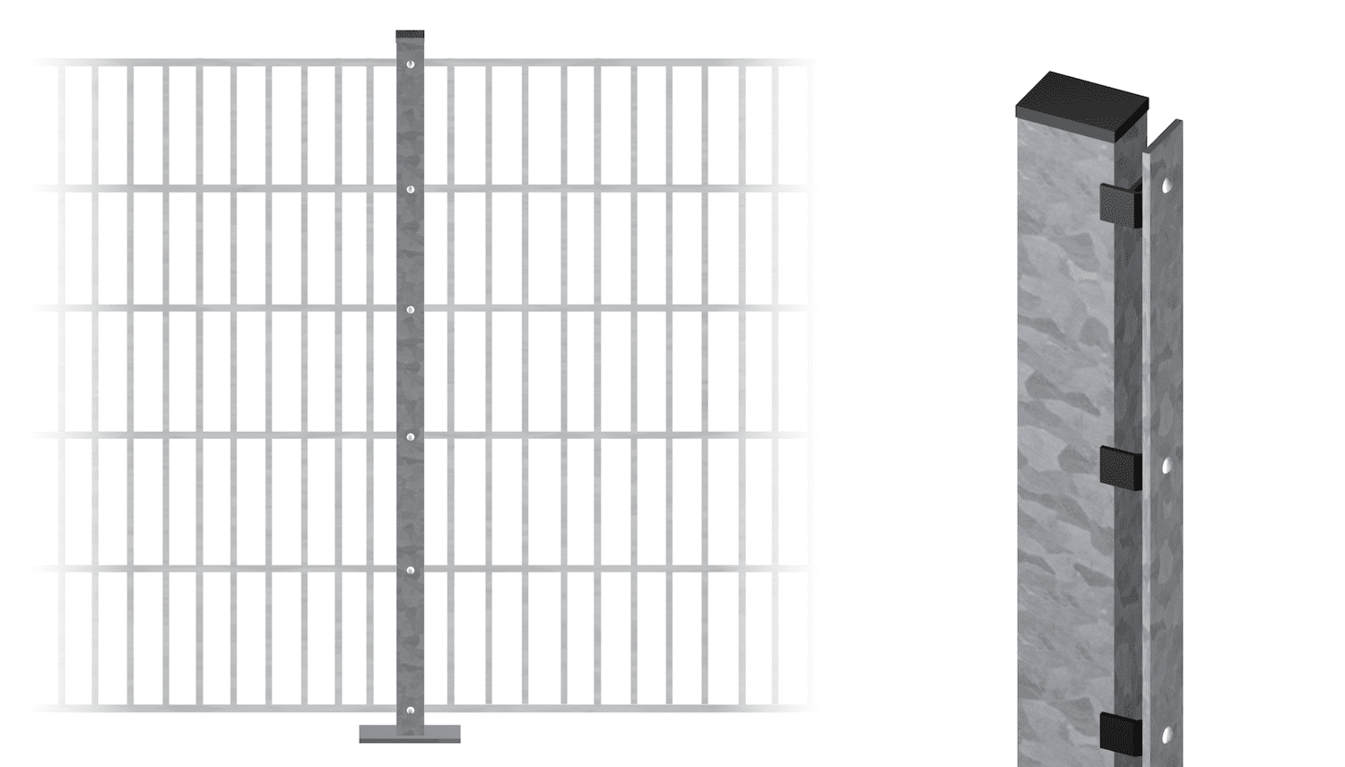 Stabgitterzaunpfosten verzinkt 60x40x2 mm