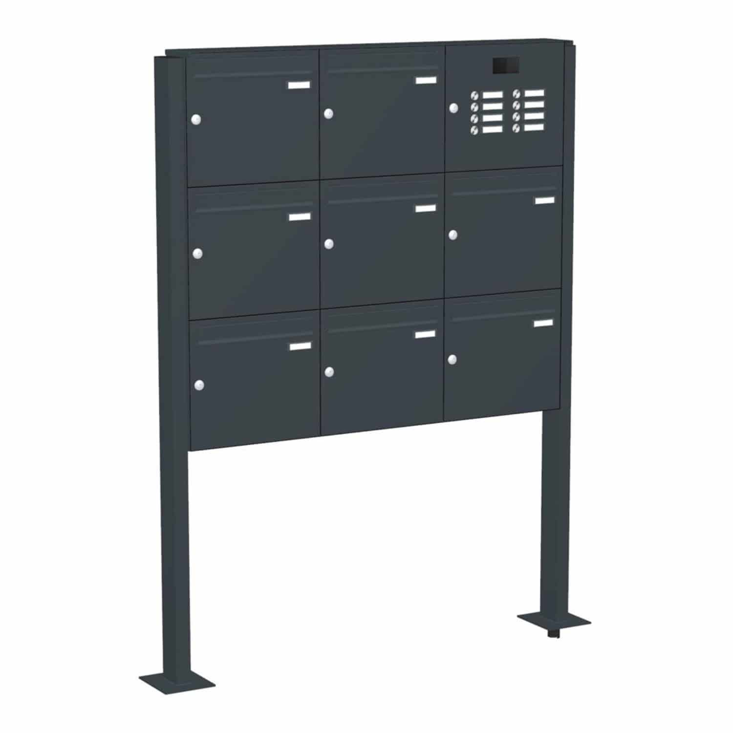 Briefkastenanlage | Freistehend | 8-fach | Senkrecht | Audio | Video | Farbe