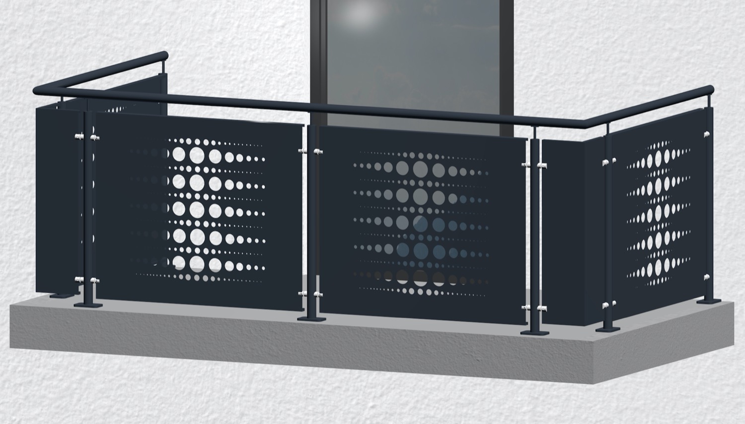 Balkongeländer verzinkt Designblech PE 2