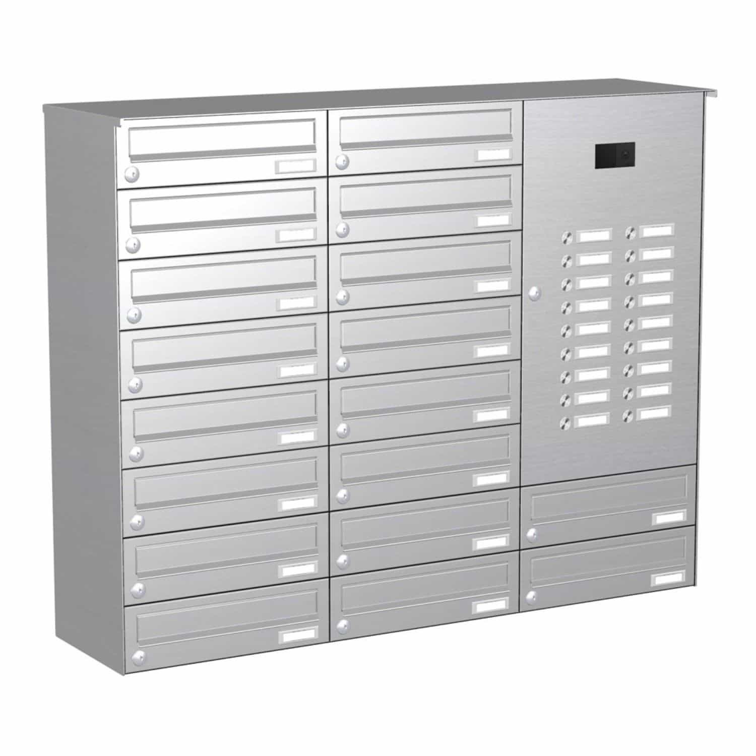 Briefkastenanlage | Aufputz | 18-fach | Waagerecht | Audio | Video | Edelstahl