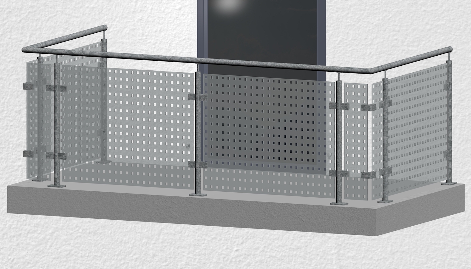 Balkonhek verzinkt Design glas MC MO