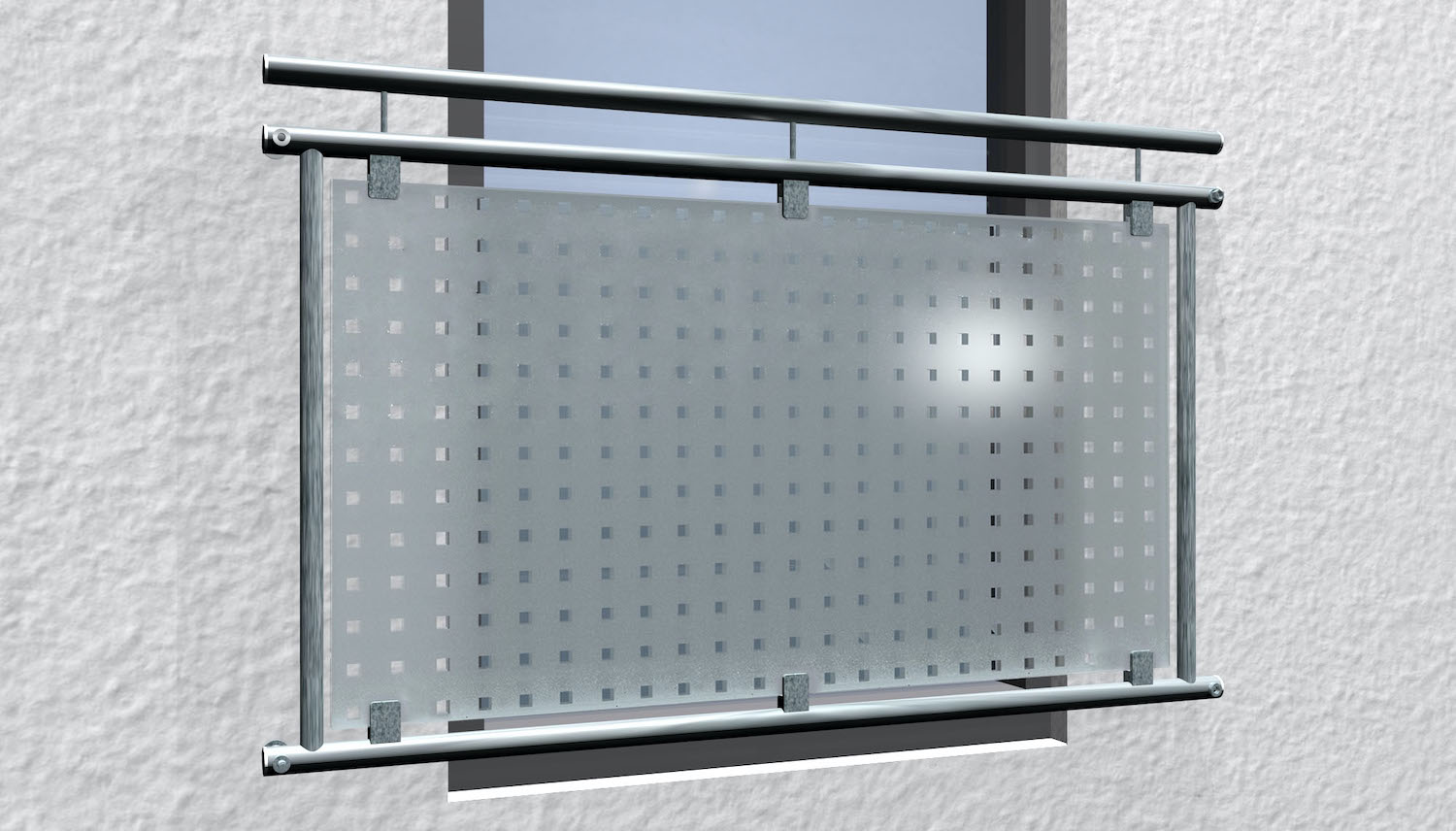 Französischer Balkon verzinkt Designglas MC