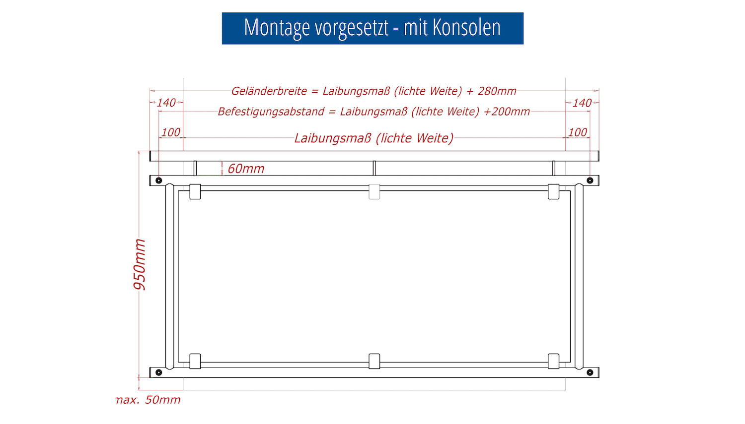 Französischer Balkon verzinkt Designglas BT