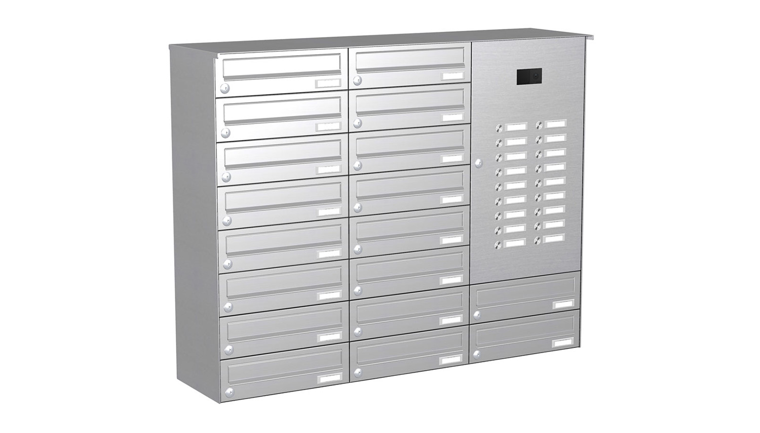 Briefkastenanlage | Aufputz | 18-fach | Waagerecht | Audio | Video | Edelstahl