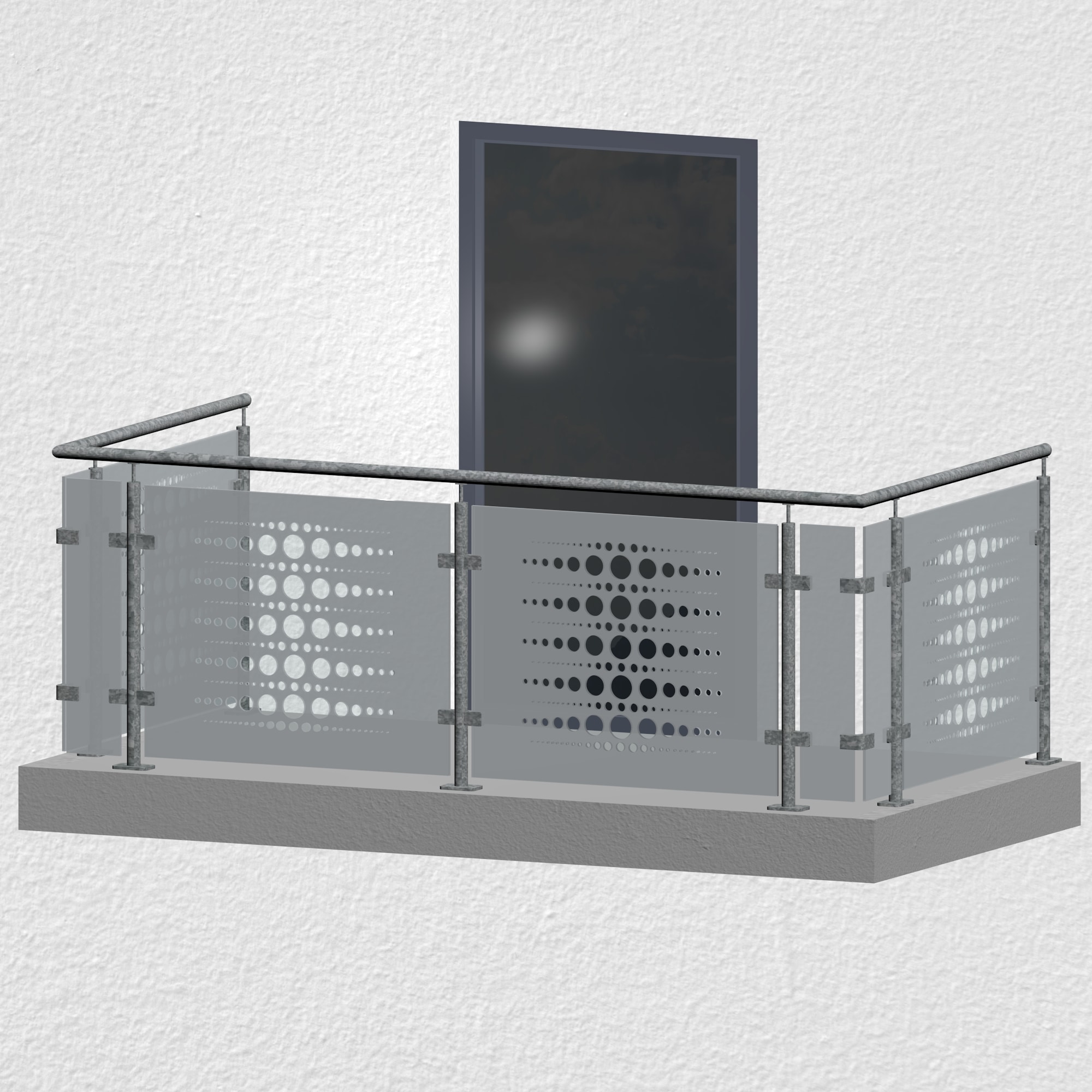 Balkongeländer verzinkt Designglas PE 2 MO 