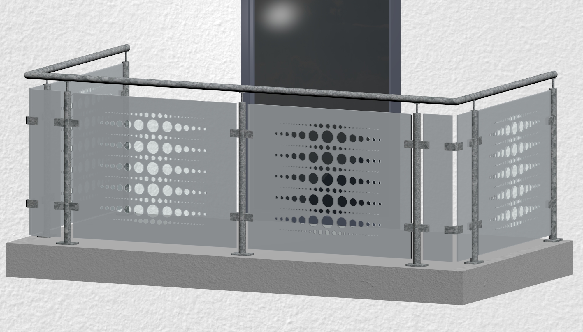 Balkonhek verzinkt Designglas PE 2 MO 