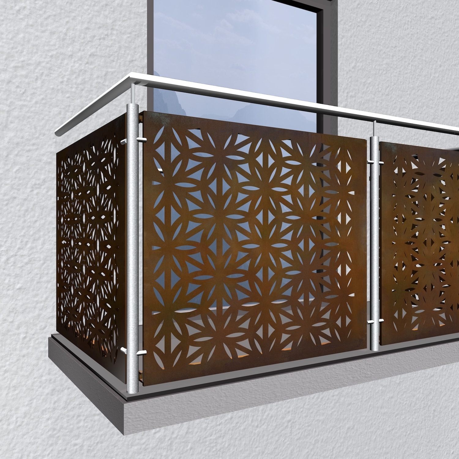 Revêtement de balcon en acier Corten BT