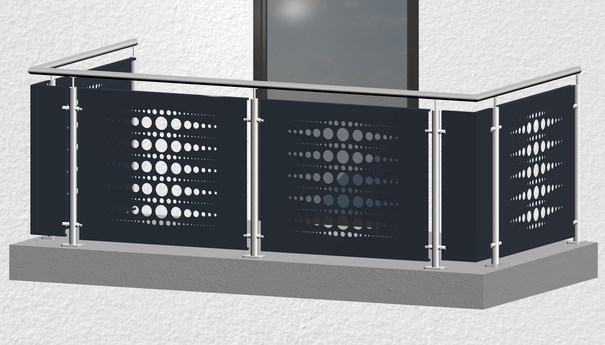 Balkongeländer Edelstahl Designblech PE 2