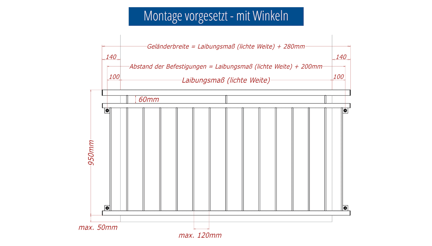 Französischer Balkon Edelstahl Einfach-V