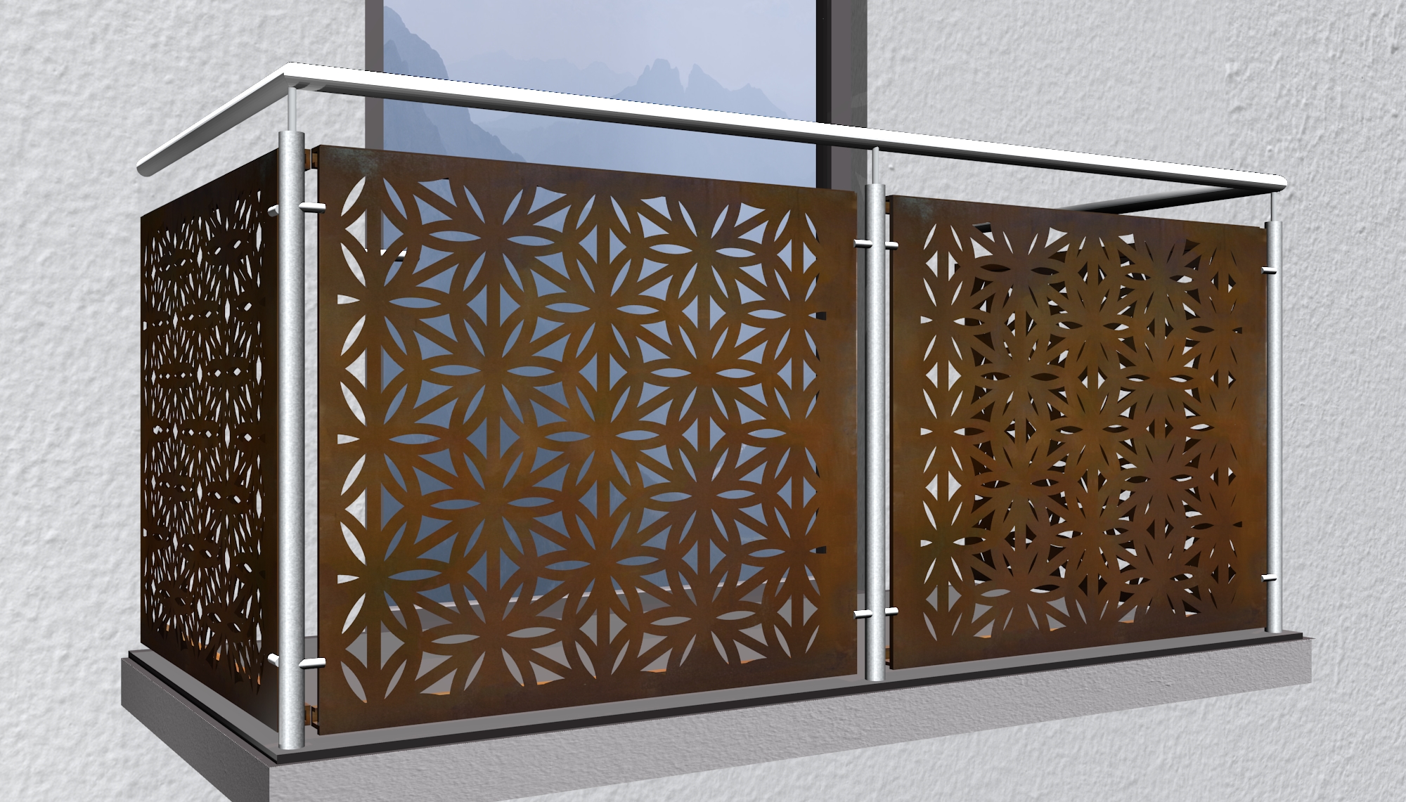 Revêtement de balcon en acier Corten BT