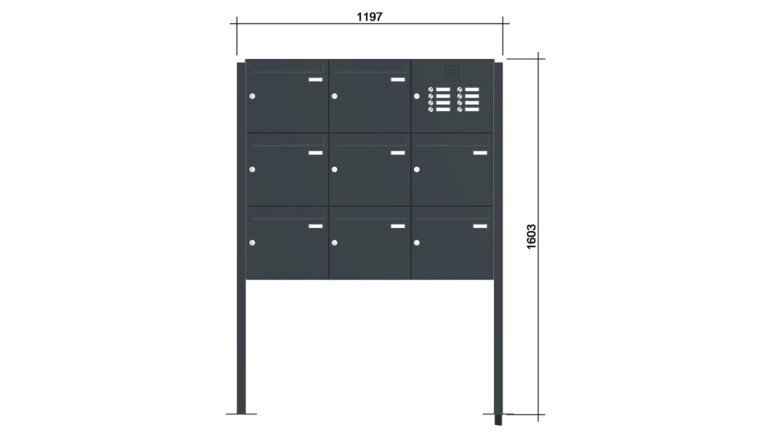 Briefkastenanlage | Freistehend | 8-fach | Senkrecht | Audio | Video | Farbe